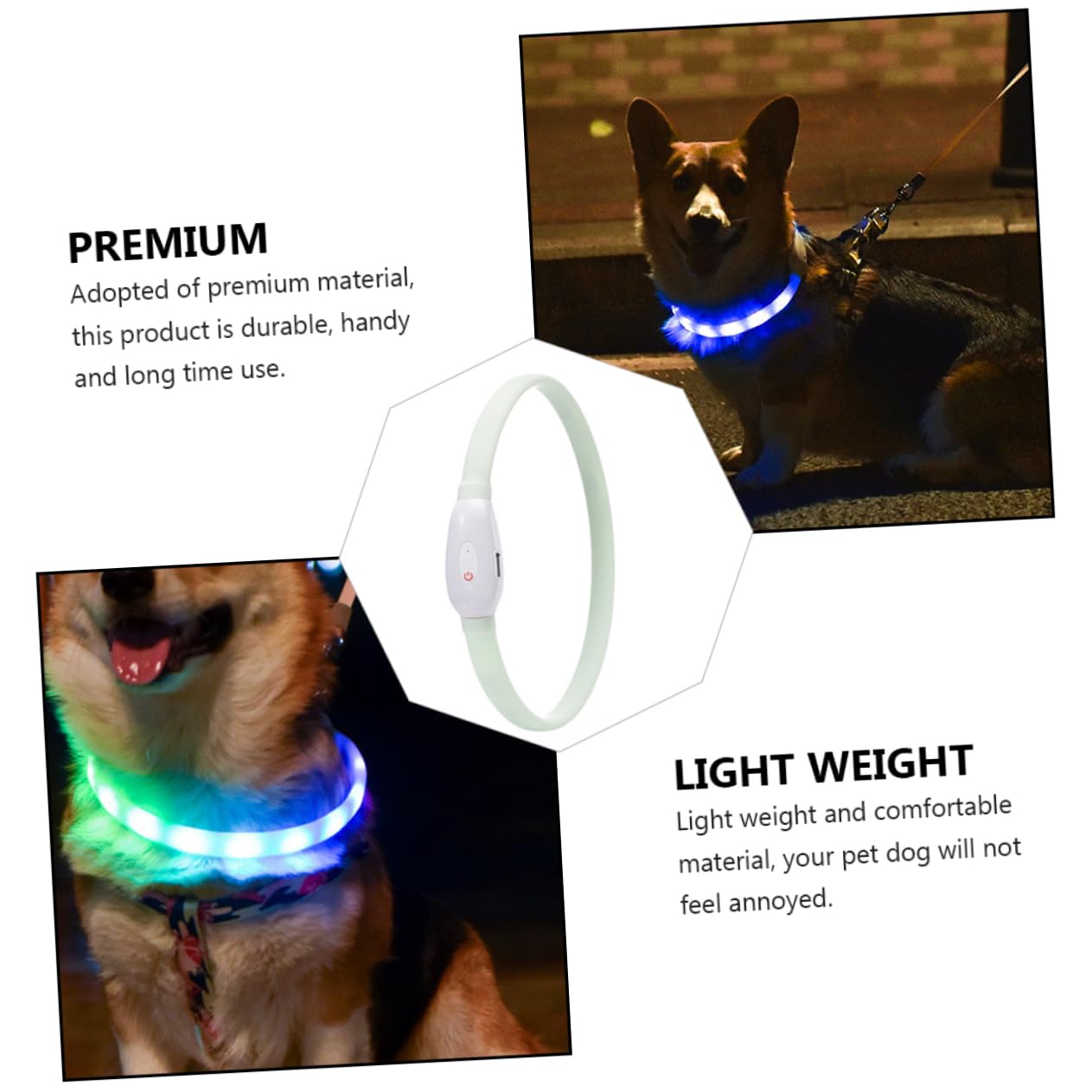 FOMIYES 3 Juegos De Collares para Perros con Luz Led Nocturna Resistentes Cómodos Y Recortables.