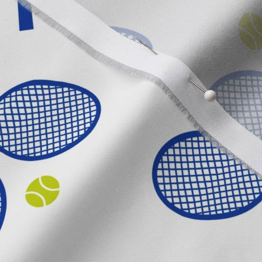 Spoonflower Fabric - Tennis Racquets White Racquet Racket Whimsical Printed on Organic Cotton Sateen Fabric by The Yard - Sewing Quilting Apparel Home Decor