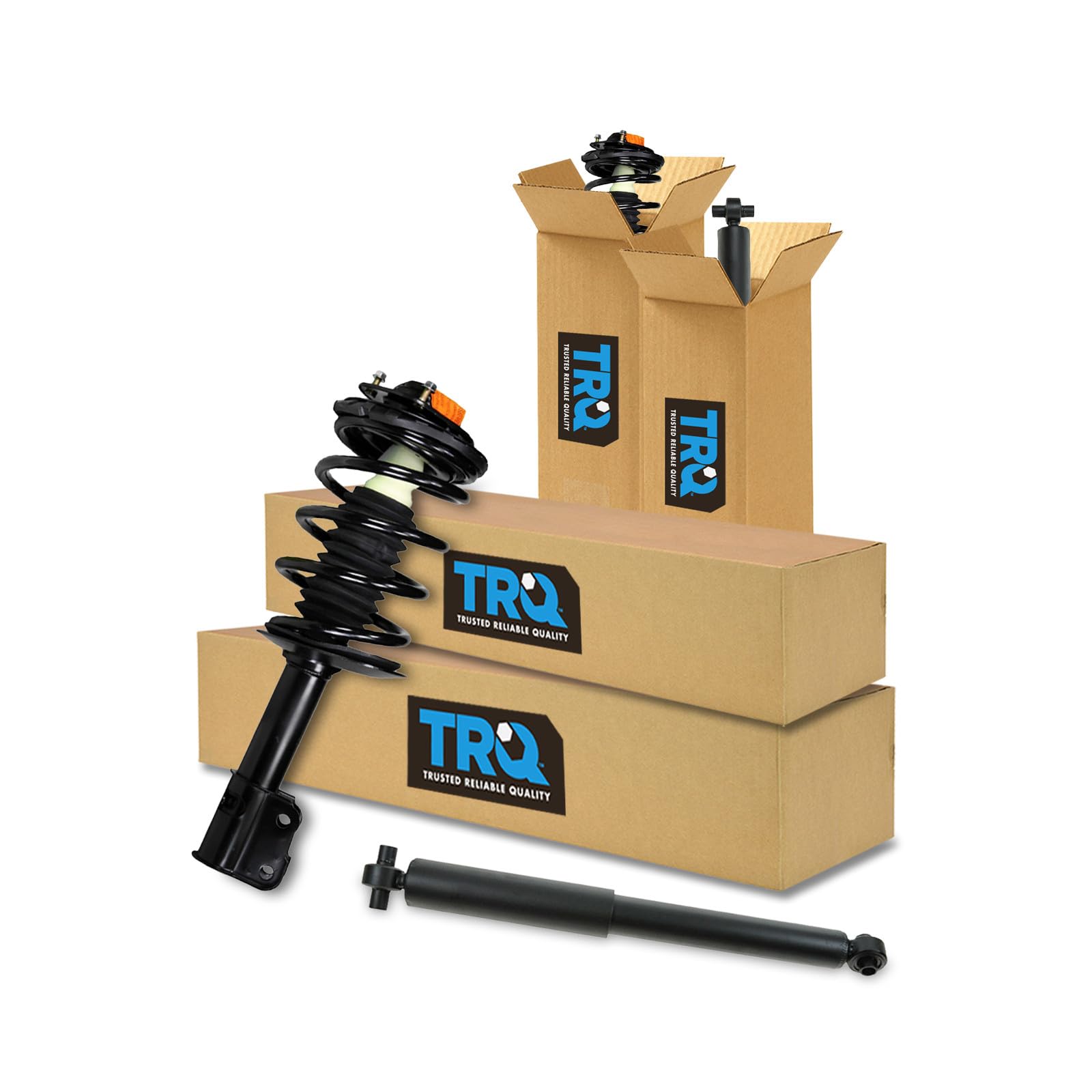 TRQ Front and Rear Complete Strut Assembly &amp; Shock Absorber Kit Complete Strut &amp; Coil Spring Assembly Compatible with 2001-2010 Chrysler PT Cruiser