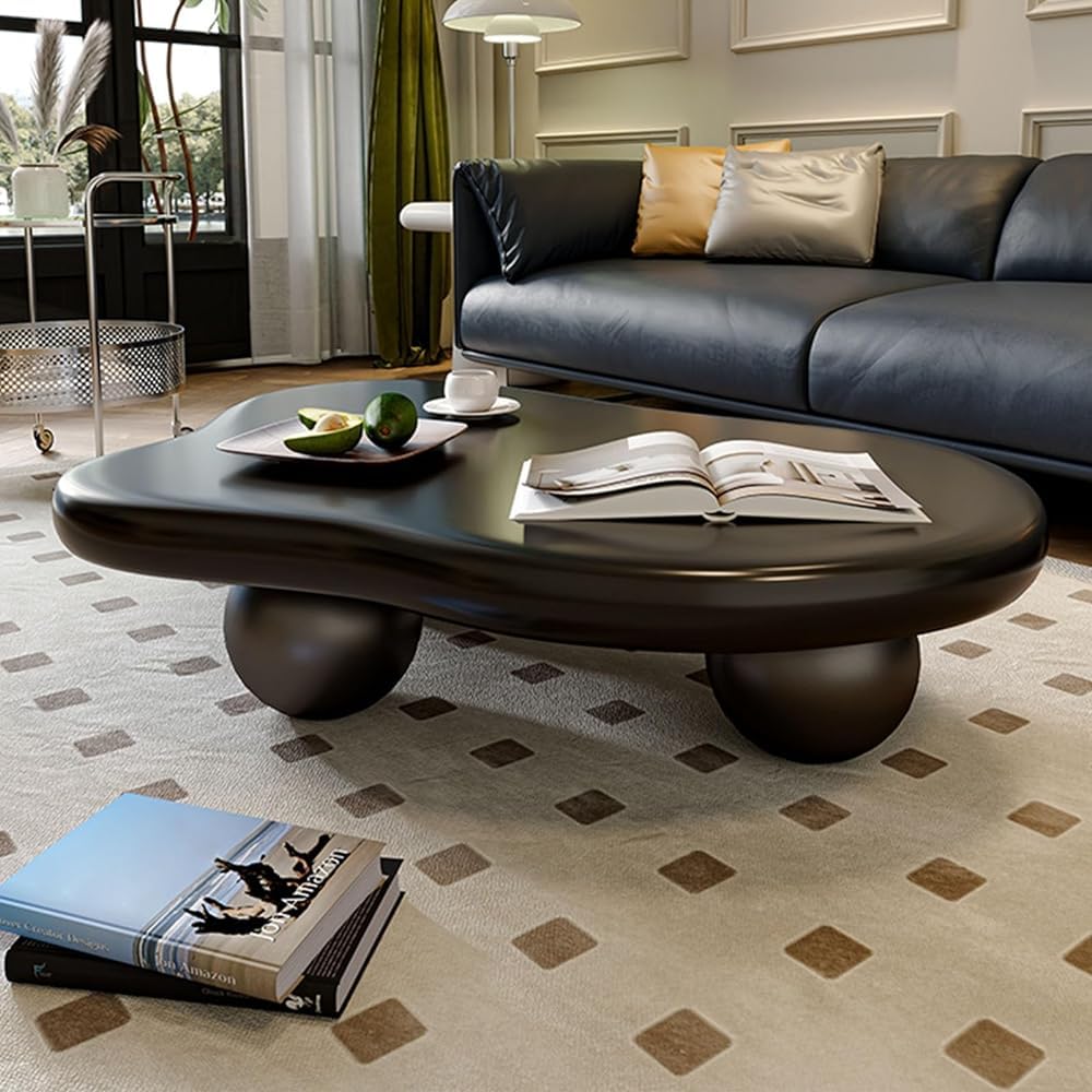 Table basse basse noire pour salon étroit et moderne