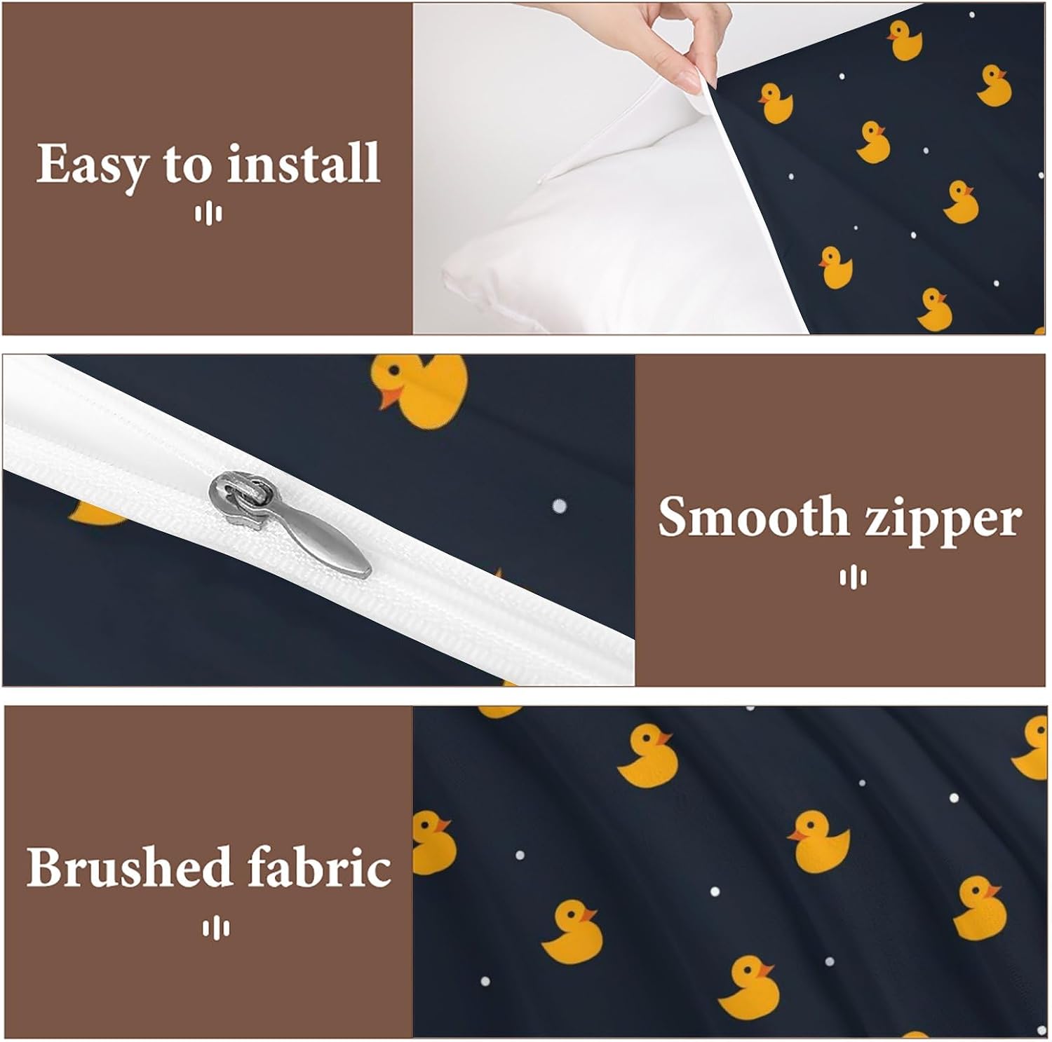 Delerain Comforter Set Full Size, Yellow Rubber Duck 3-Piece Bedding Set for Boys Girls Teens Modern Soft Microfiber Bedroom Set Room Decor, 1 Comforter + 2 Pillowcases image 5