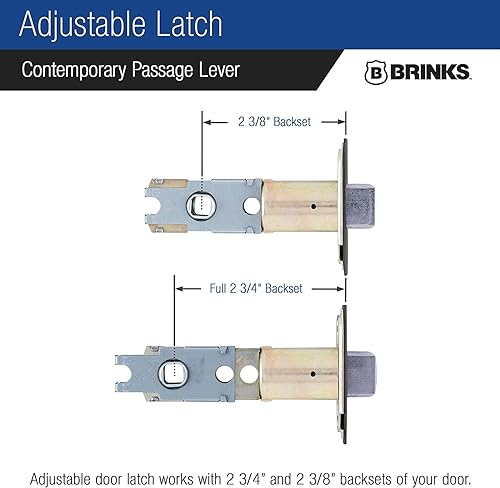 Miniatura 6 de BRINKS Paquete de 6 manijas de puerta rectas de paso interior contemporáneo de bronce toscano - Manija de puerta recta sin llave con acabado de
