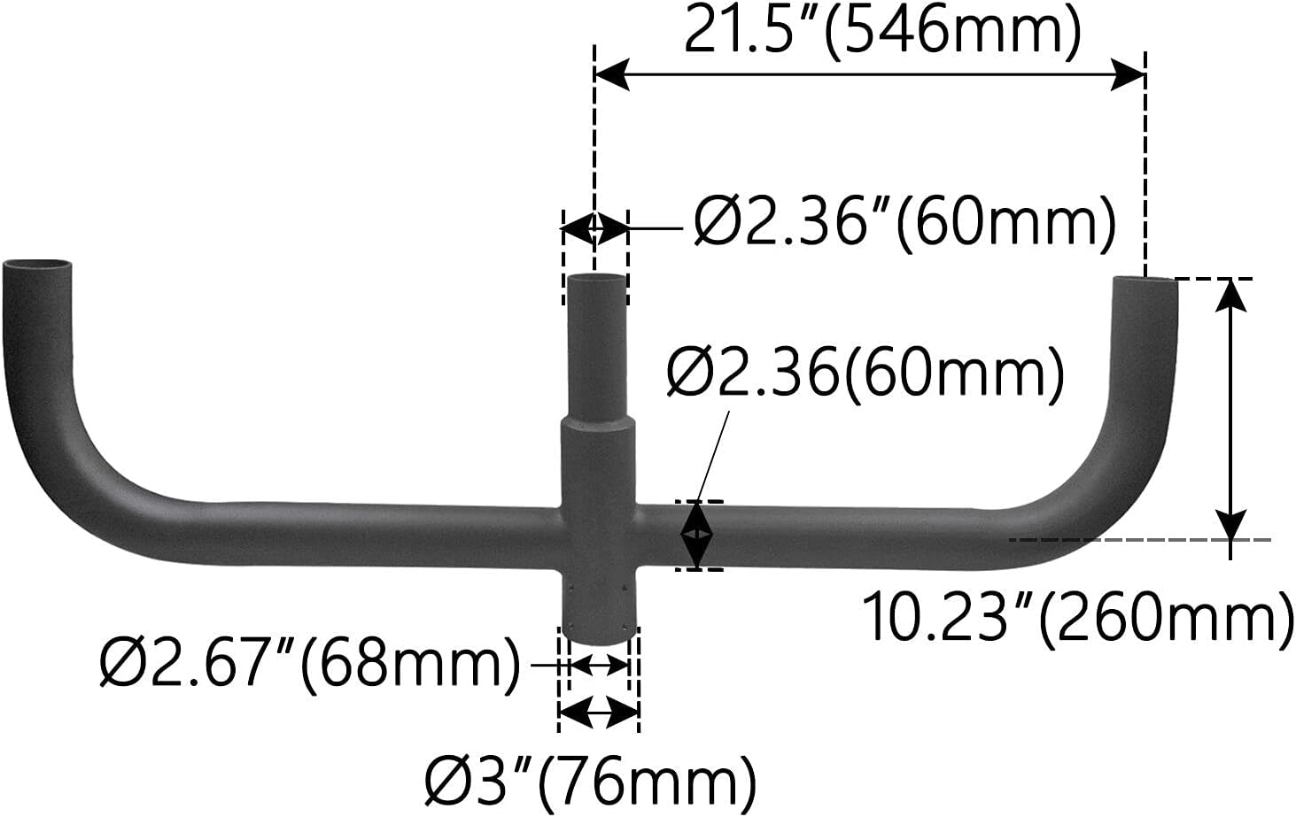 180 Degree Triple Bullhorn Mounting Bracket for 3 Lights,Mount Over 2-3/8 Inch O.D. Vertical Tenon,LED Shoebox Street Light,Flood Light, Parking Lot Light Mounting Fixtures