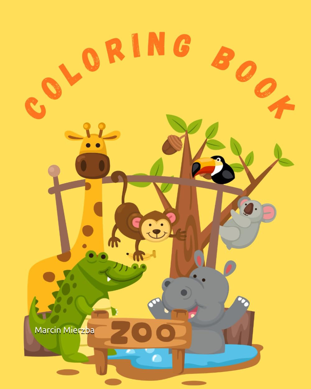 ZOO - Large coloring book for children with text: Large coloring book with animals for little boys and girl.