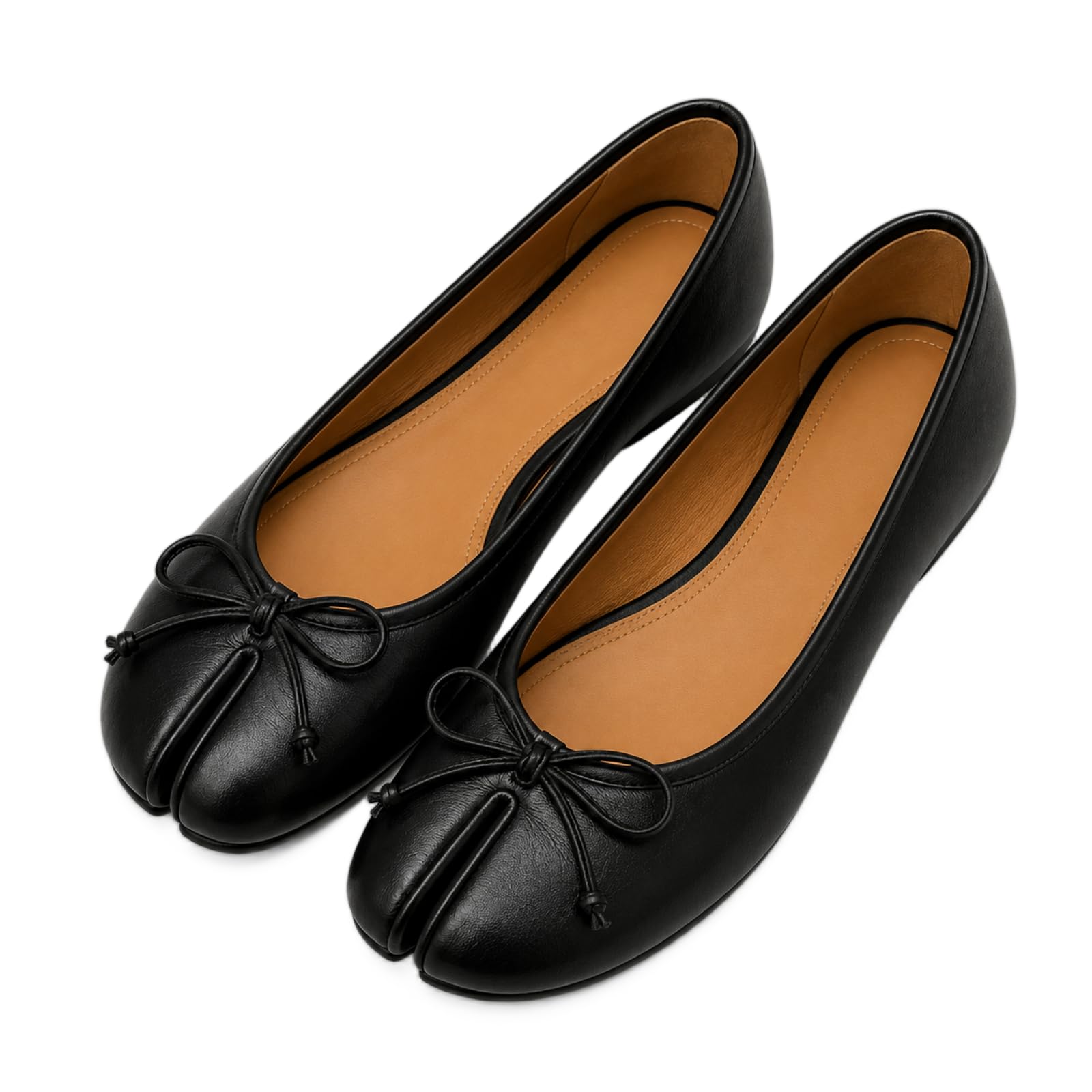 JCVBN - Scarpe basse da donna con punta divisa e fiocco, in morbida pelle, con fiocco sul davanti, basse, senza lacci, ballerine