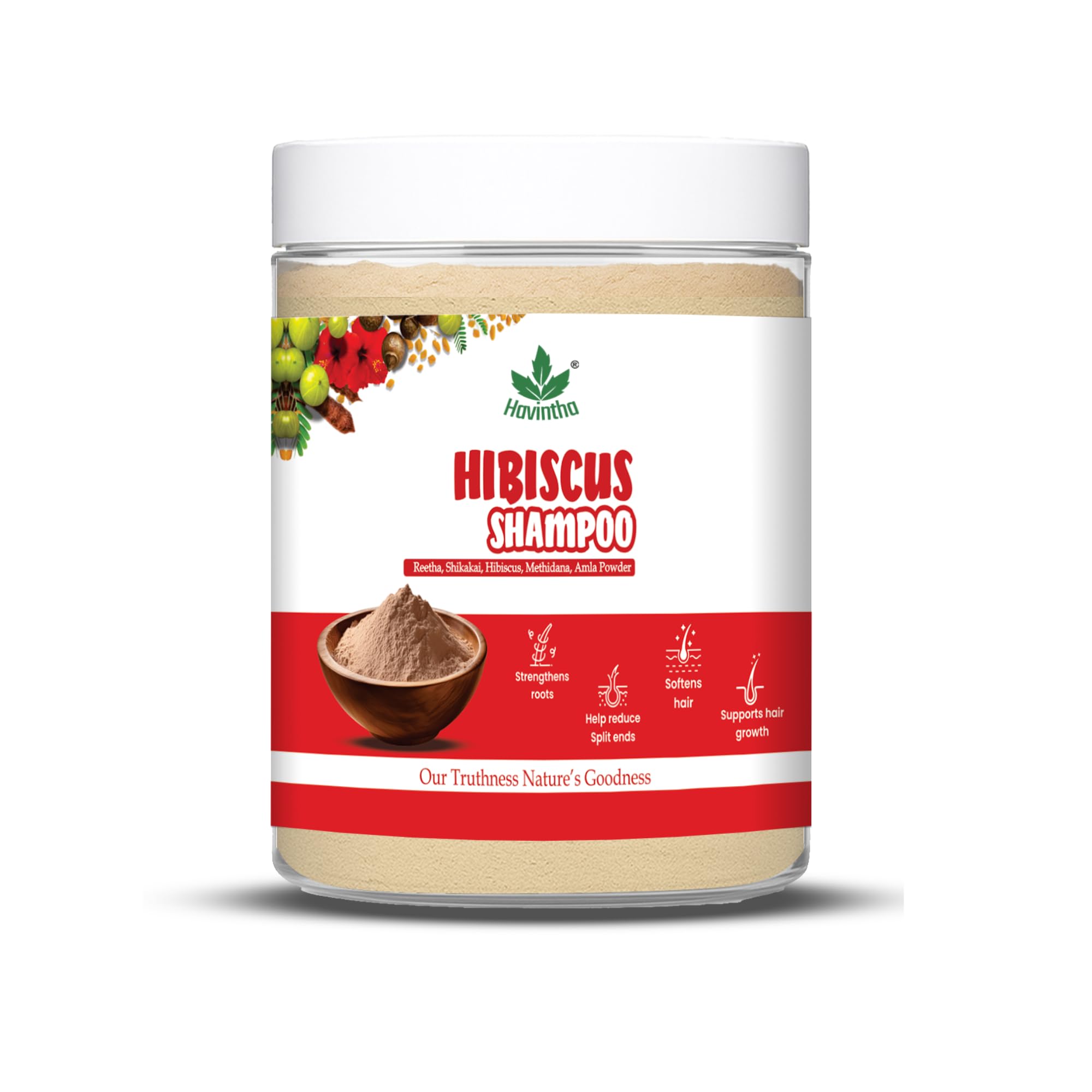 Havintha Natural Amla Reetha Shikakai Methidana And Hibiscus Powder Shampoo for Hair – 227 grams