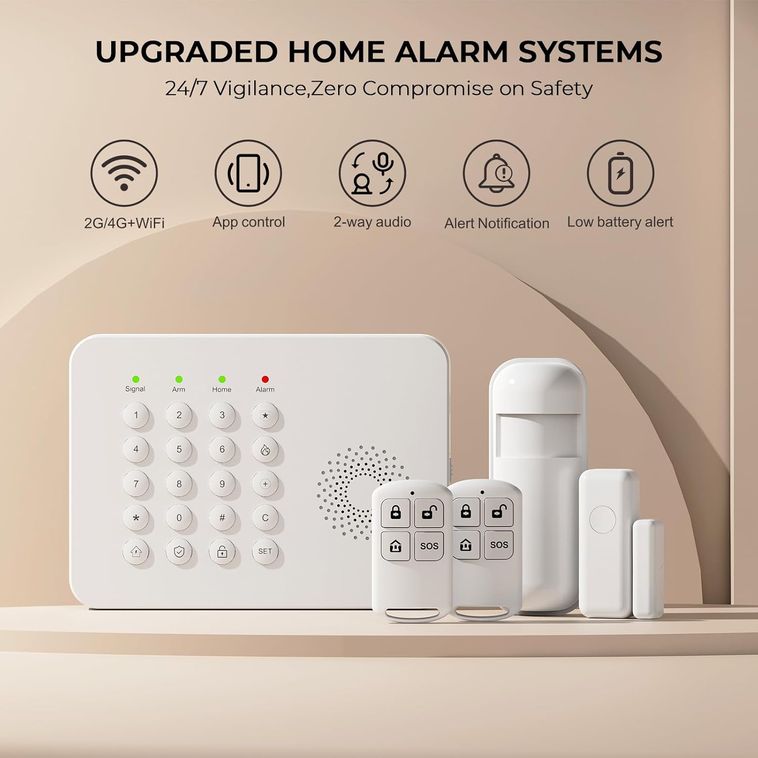 2026 WiFi+GSM/4G Home Security System with Instant Smart Life or Tuya App Real-Time Alert,Door & Window Alarms for Home for Apartment,Kids Safety,Office,NO Monthly Fees,SOS Button,Remote Control