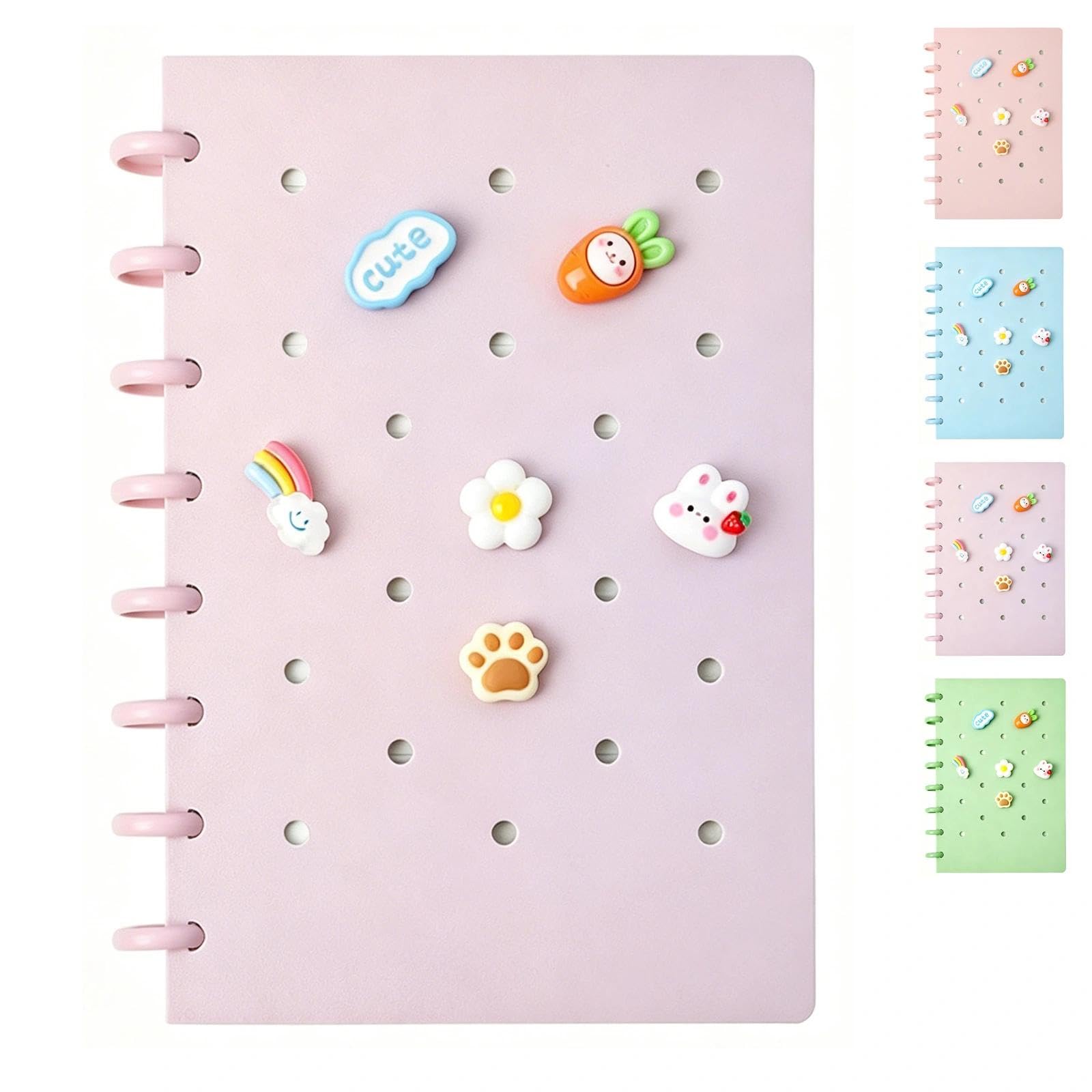 HUANYO A5 Notebook for Girls – 21cm x 15cm Wirebound Journal – 100 Pages Lined & Plain – Childrens Notepad, Kids Sketchbook, Ladies Journal – Cute Stationery Set (Purple)