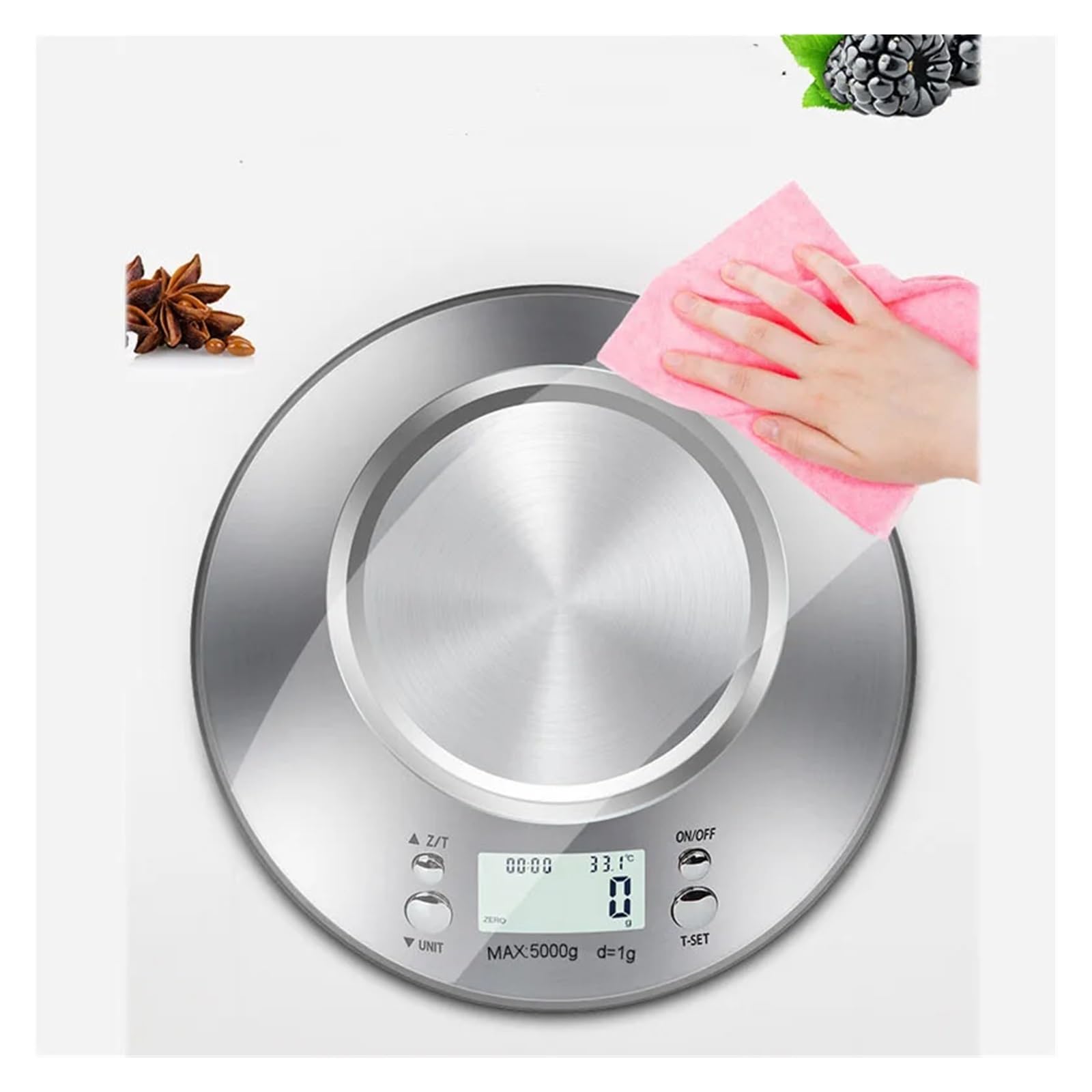 Wagi cyfrowe, 5Kg/1g 3kg/0.1g waga kuchenna z wyjmowaną tacą SS gotowanie żywności owoce elektroniczna cyfrowa waga pomiarowa LCD narzędzia do ważenia(5kg 1g)