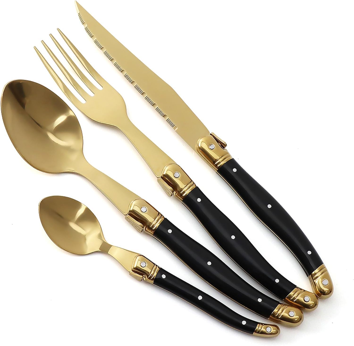 Ensemble de Couverts en Acier Inoxydable 24 pièces pour 6 Personnes : Couteaux, fourchettes et cuillères pour la Table à la Maison (48pcssetfor12)