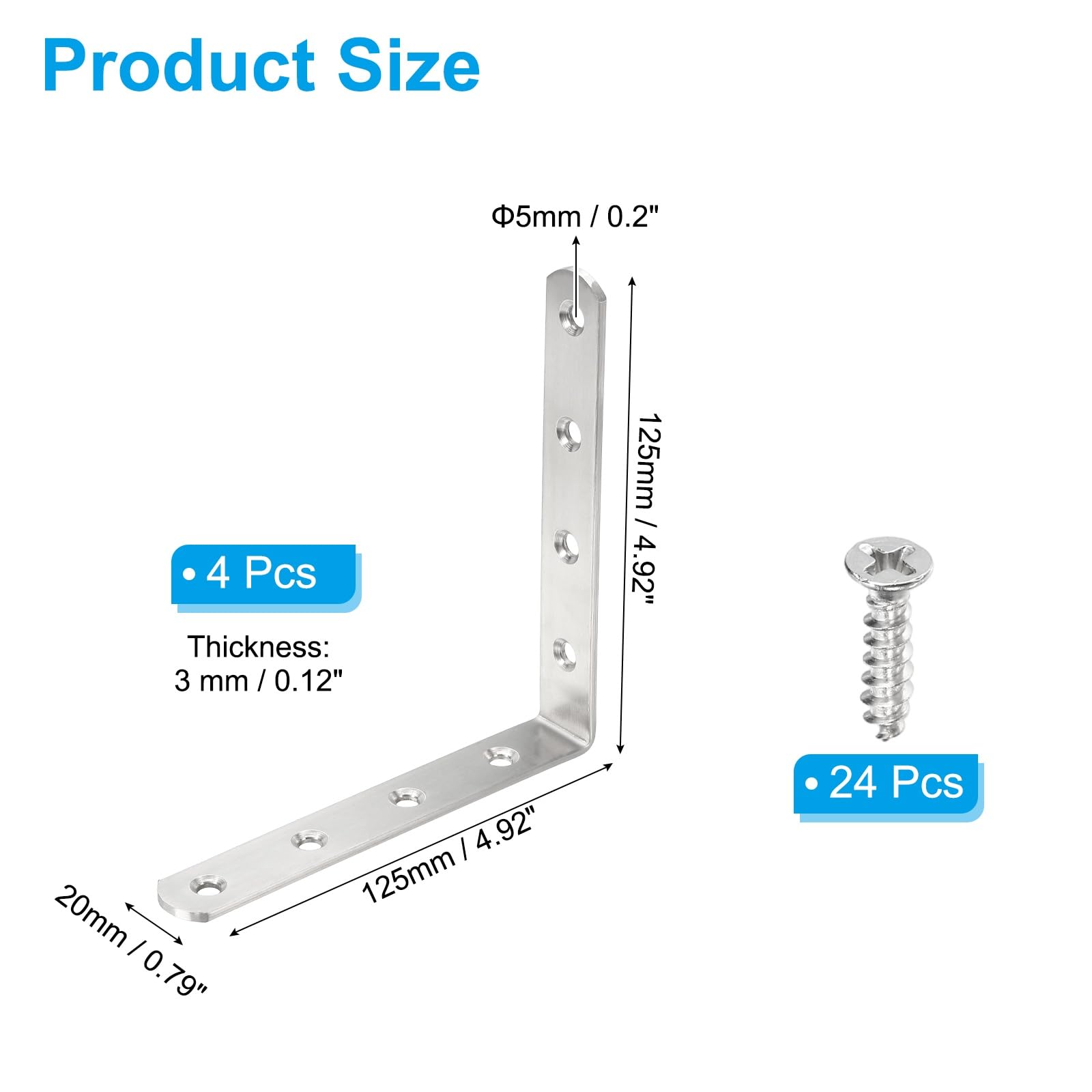 PATIKIL 4 Pcs Metal L-Shape Brackets - Image 2