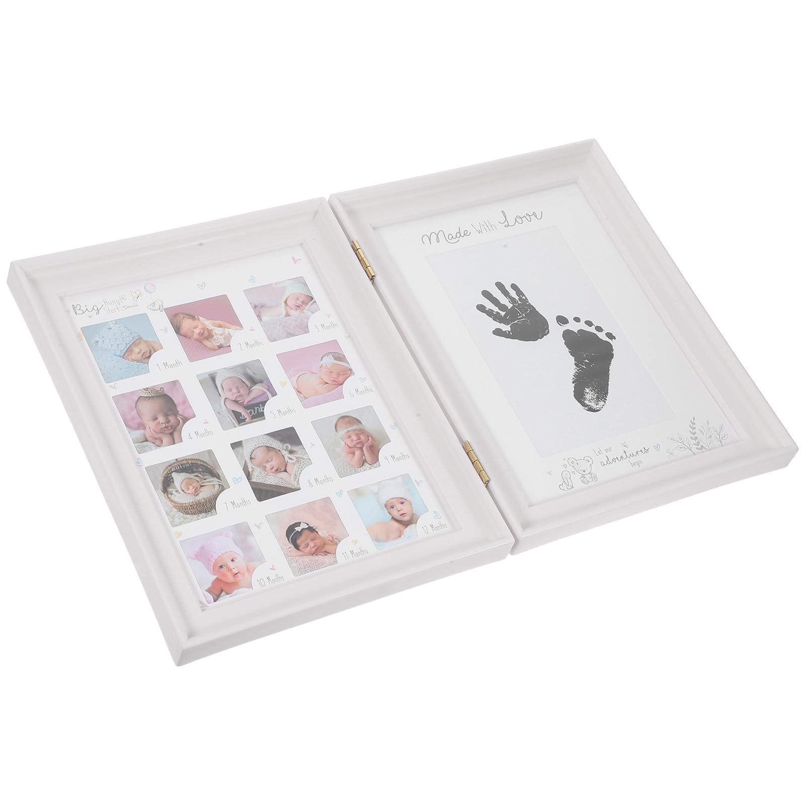 Cadre photo bébé double pliable blanc Garneck pour empreintes