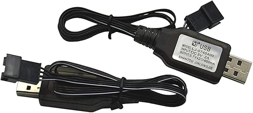Miniatura 4 de Blomiky Paquete de 2 cables de carga USB de 7.4 V/2 x 3.7 V 400 mA con enchufe SM-4P de 4 pines para versión antigua UDI001 UDI008 UDI009 y HJ808