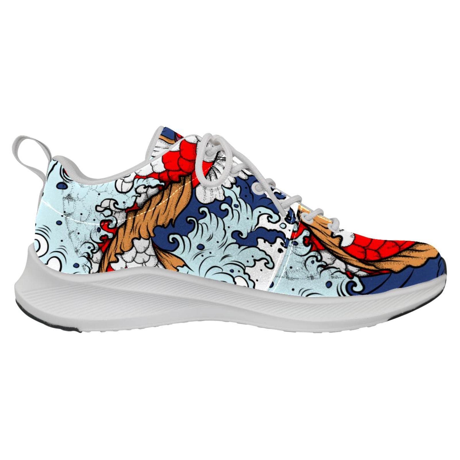 Scarpe da ginnastica uomo personalizzate Scarpe da passeggio leggere Running Athletic Casual Sneakers Giapponese Carp Fish Wave