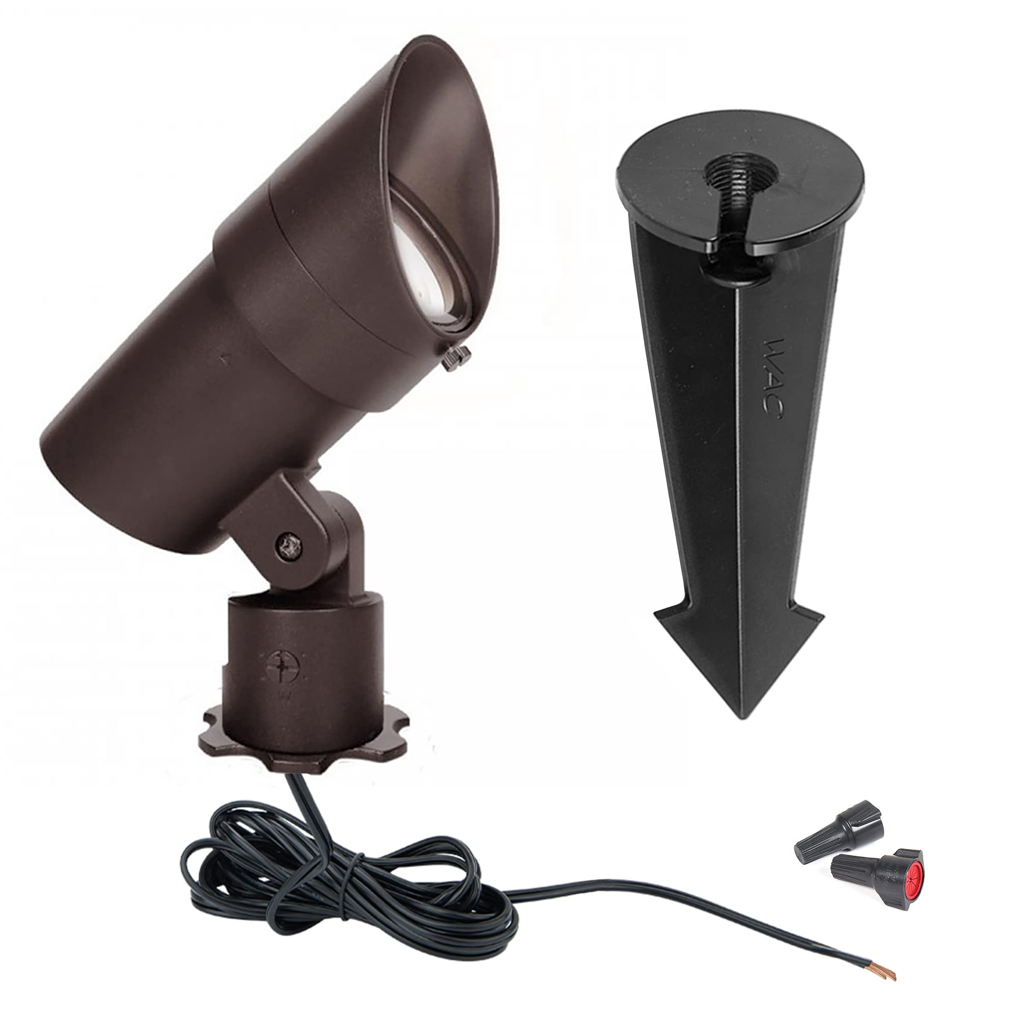 WAC Landscape Lighting, LED 12V Large Size Accent Light with Adjustable Beam Angle and Integral Brightness Control 740-2300 Lumens 2700K Warm Built-in LED in Solid Brass Coated with Bronze