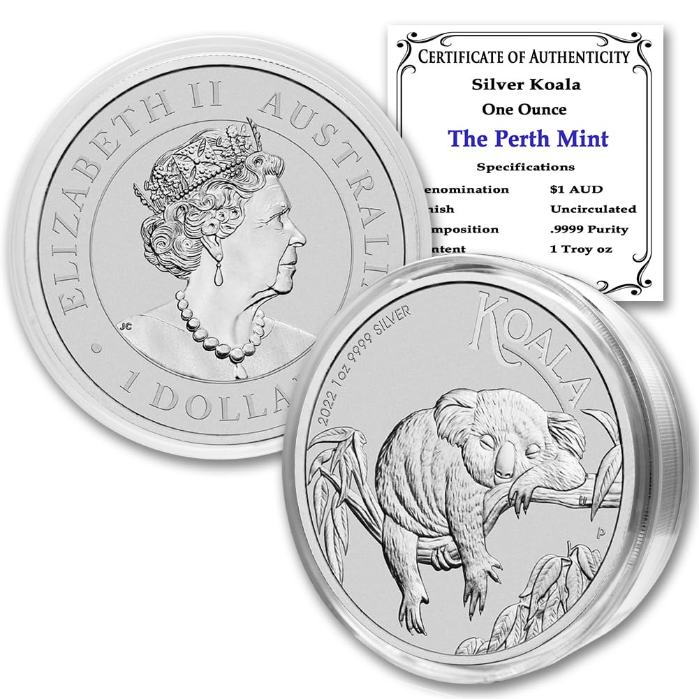2022 P 1 oz Australian Silver Koala Coin Brilliant Uncirculated (in Capsule) with Certificate of Authenticity $1 Seller BU