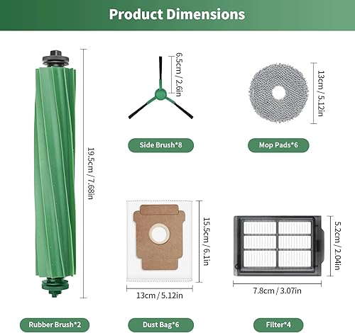 Miniatura 8 de 27 piezas de repuesto para iRobot Roomba Plus 505 Combo/405 Combo Robot Aspirador, el kit de accesorios incluye 2 cepillos principales, 6 bolsas de