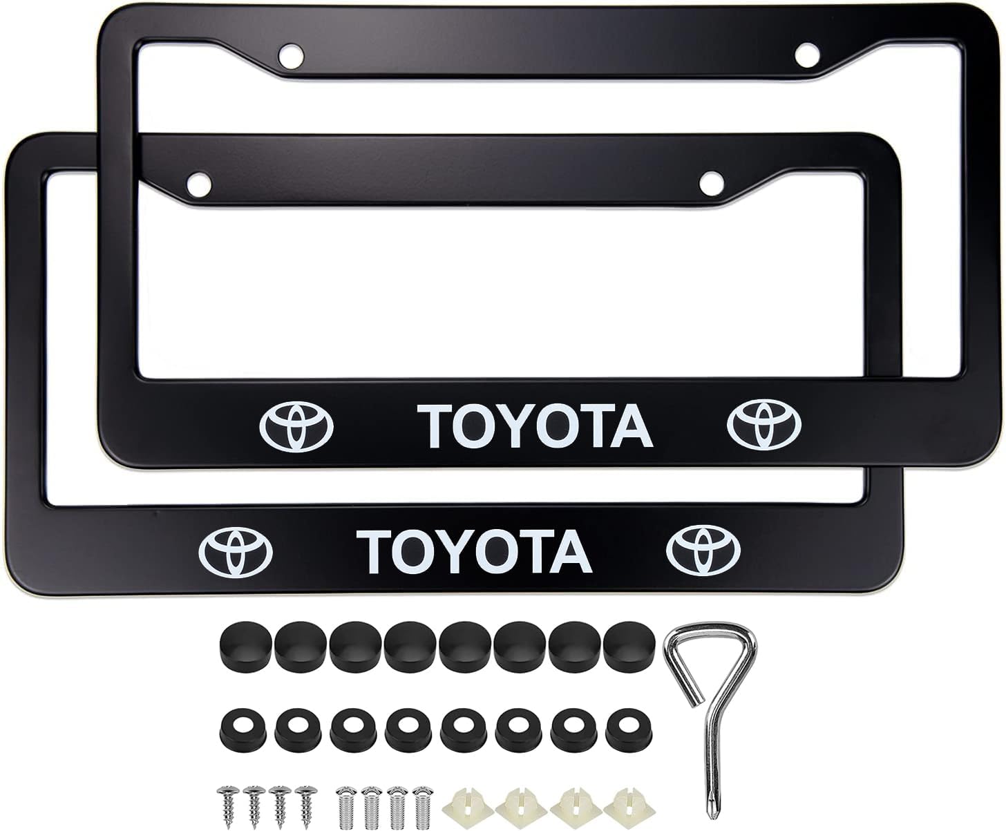 Black License Plate Frames for Toyota, 2PCS Car License