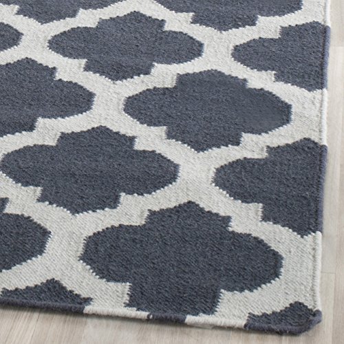 Safavieh Contemporary Indoor Flatweave Runner Area Rug, Dhurrie Collection, DHU623, in Blue / Ivory - Image 4