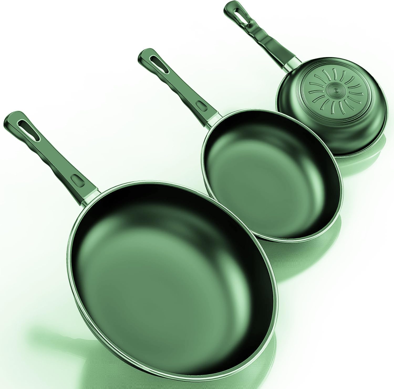 Kiseely Juego de sartenes antiadherentes de 24cm, 26cm y 30 cm (3 piezas), resistentes al calor, sin PFAS, aptas para todo tipo de cocinas, incluida la inducción (AG1)