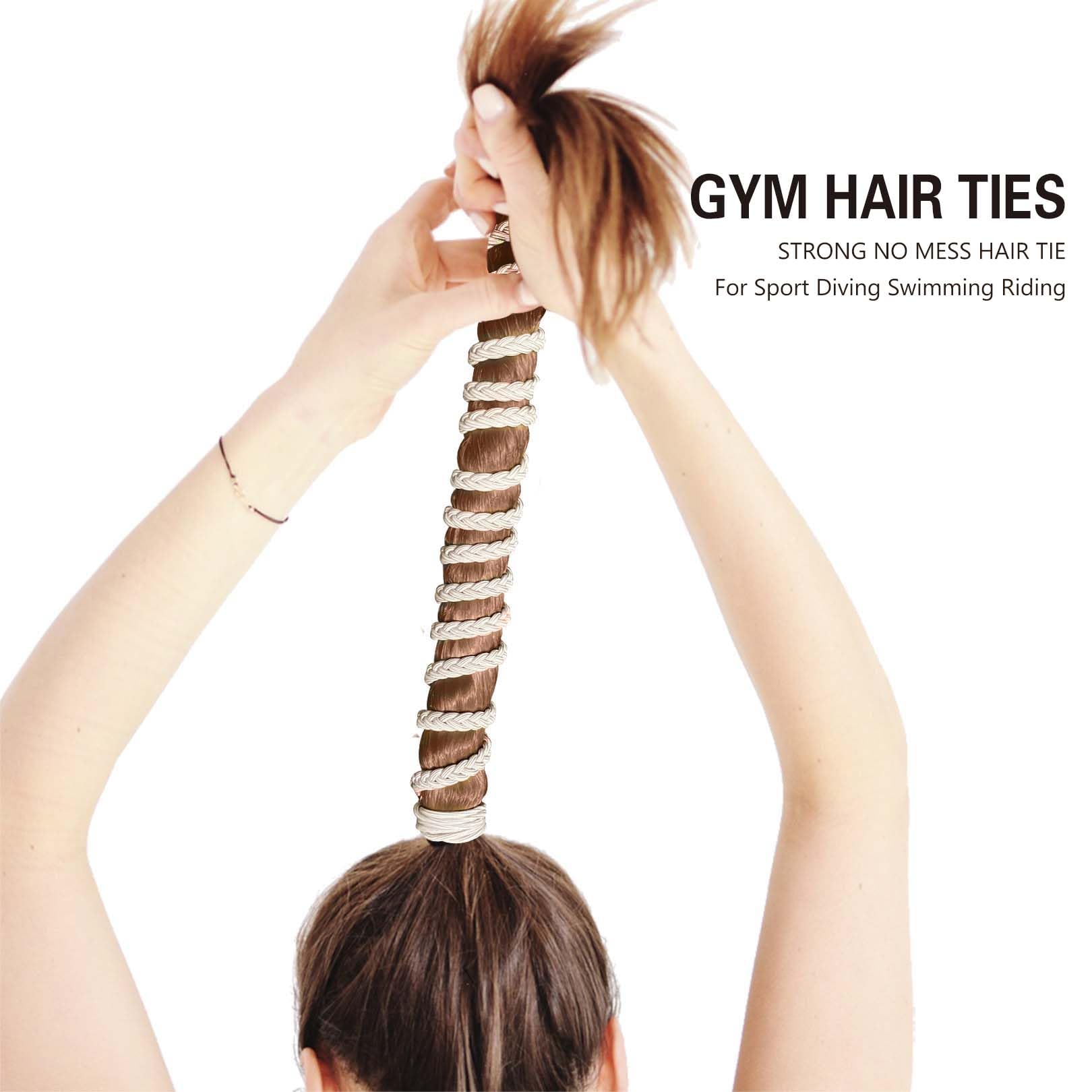 3 paquetes de gomas elásticas de 25 pulgadas para cabello largo y grueso y rizado, bandas trenzadas para mujeres y niñas, fuertes soportes para cola de caballo, sin daños, para playa, natación,