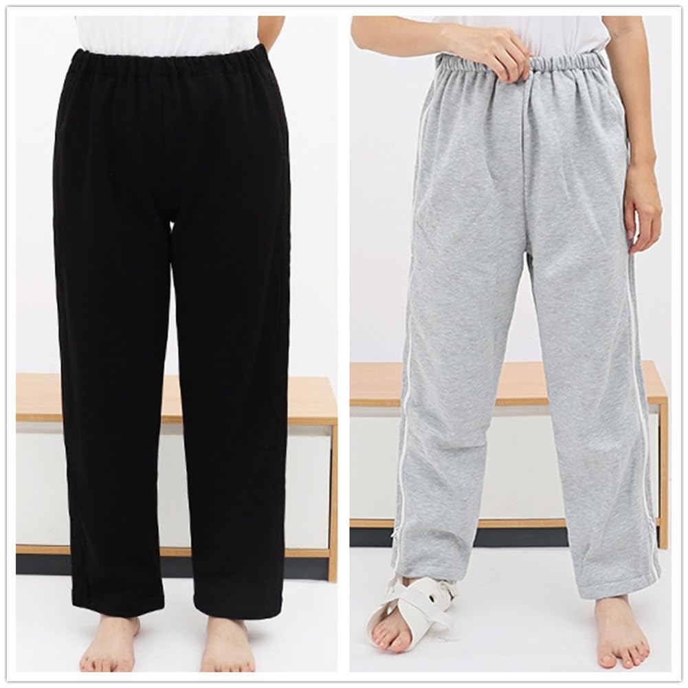 WEEOATAR Unisex-Patientenhose,Bettlägerige Patientenkleidung,Behindertenkleidung mit Reißverschlüssen,Krankenhauskittel Stillhilfe