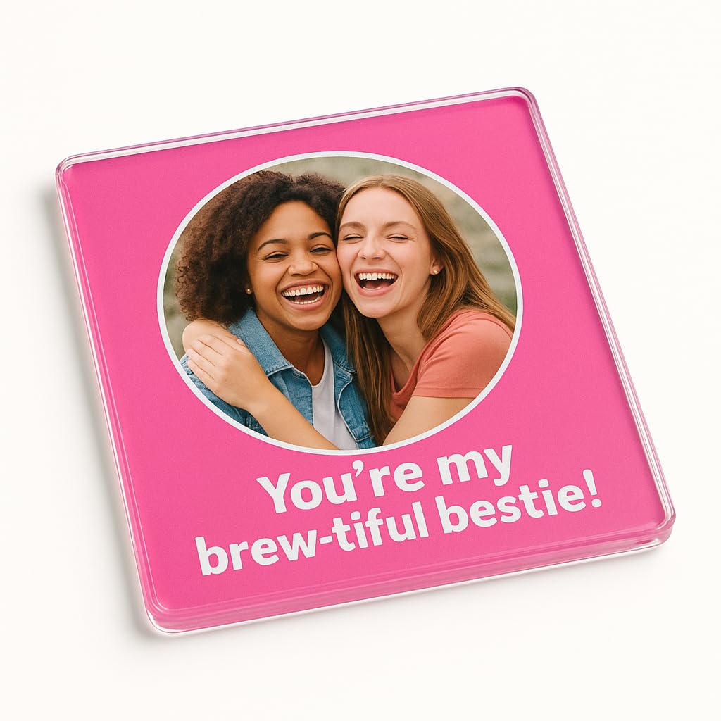 Funny Personalised Photo Acrylic Coaster Gift - Brewed Bliss Frames - Humorous Friendship Keepsake Present for Women