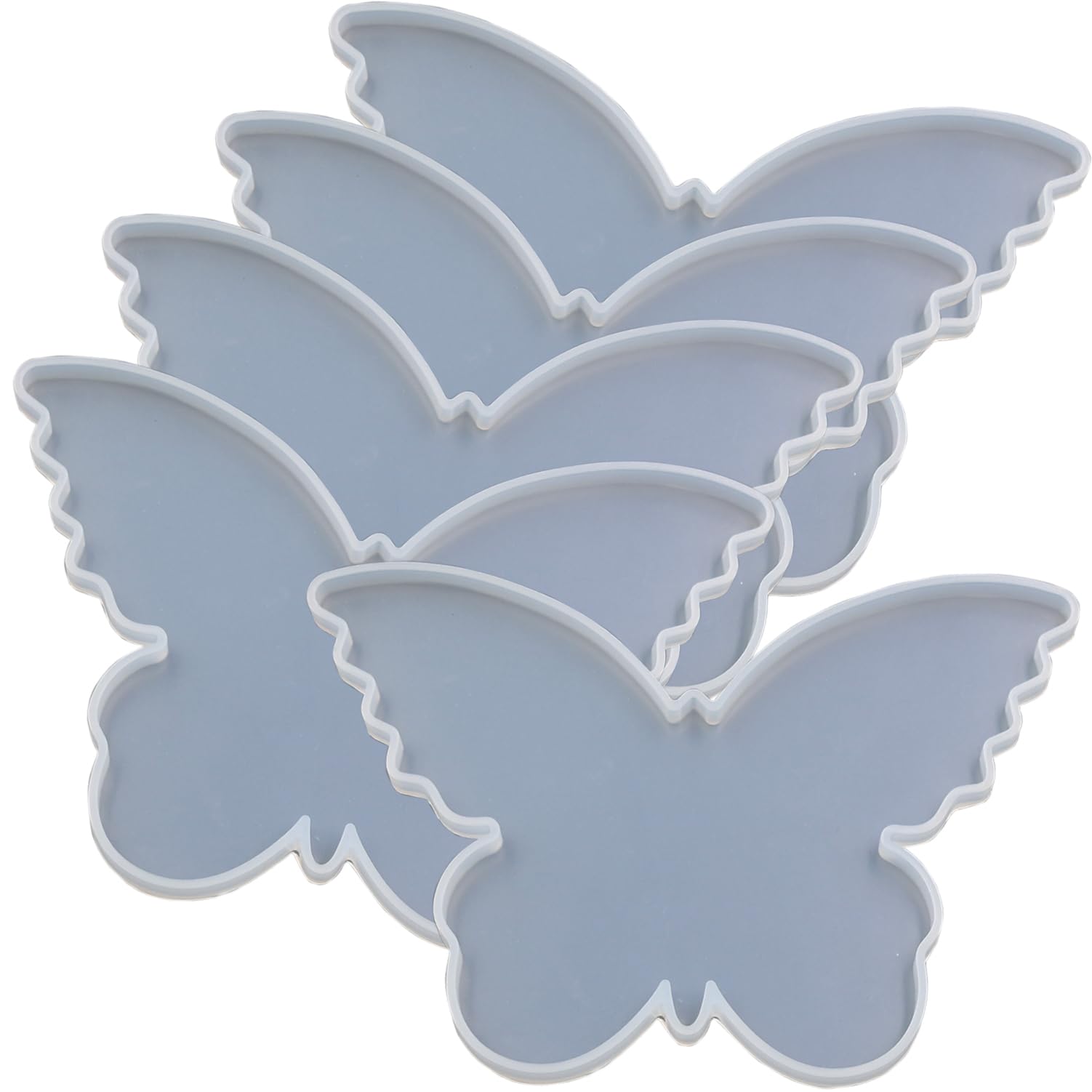 5Pcs Butterfly Shape Epoxy Mold DIY Resin Casting Butterflies Base Coaster Silicone Mold, 6.7" x 4.3"