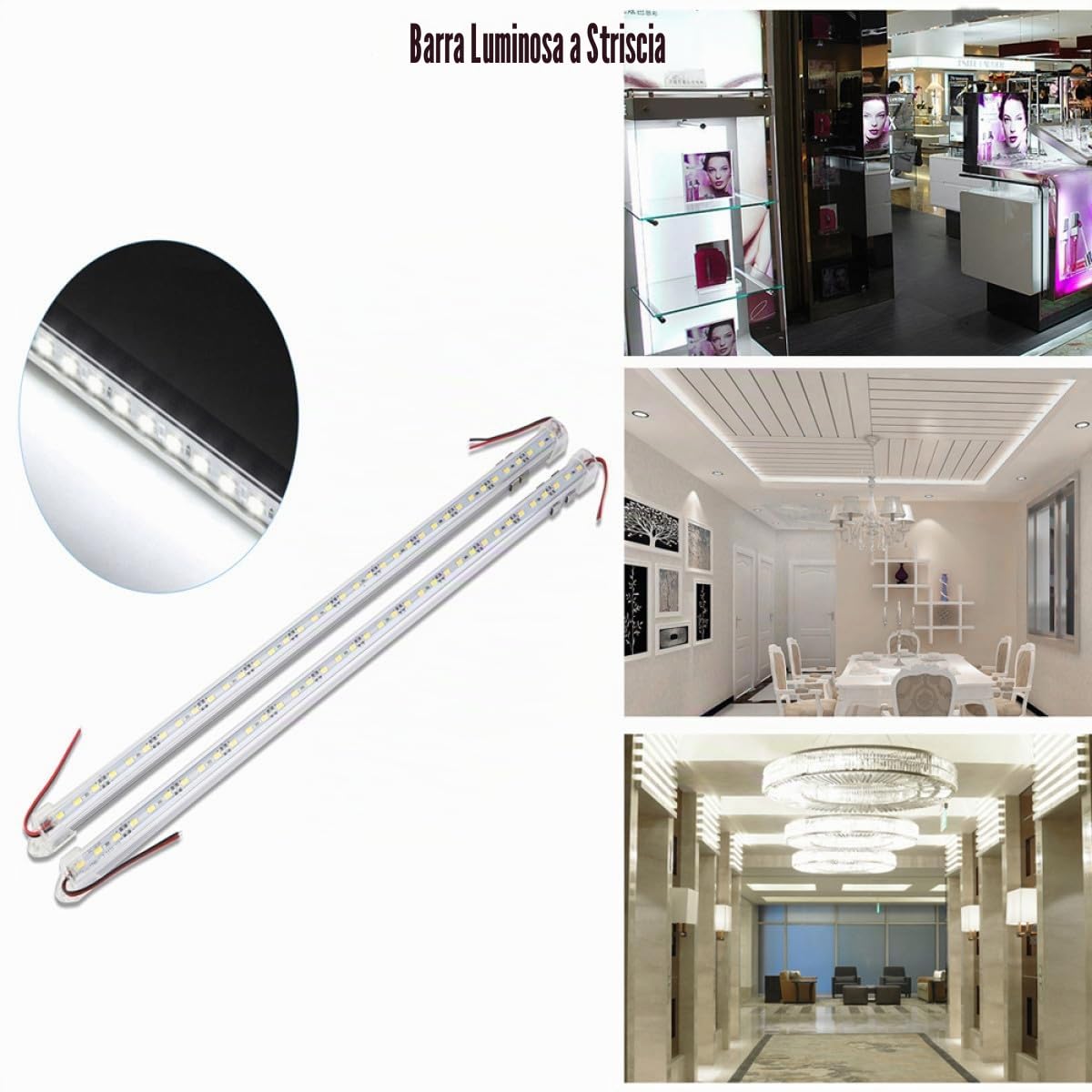 WINOMO - Barre luminose in alluminio rigido LED, impermeabilità IP65 12 V 50 cm [classe energetica A+], colore: Bianco (Confezione da 2)