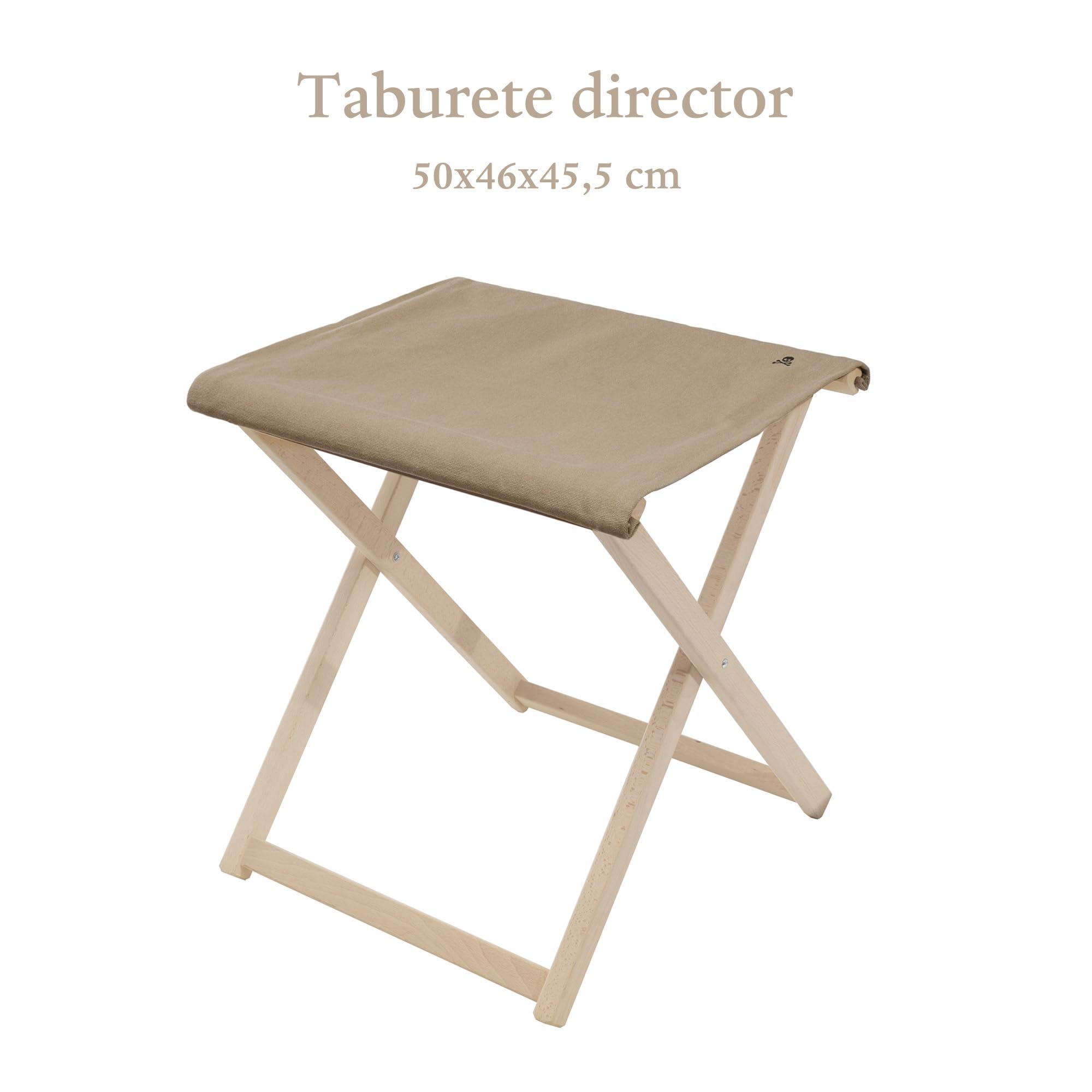 Scalpers - Taburete Director Plegable Fabricada en Madera de Haya Estructura sin Barniz de Primera Calidad, Lona Piedra
