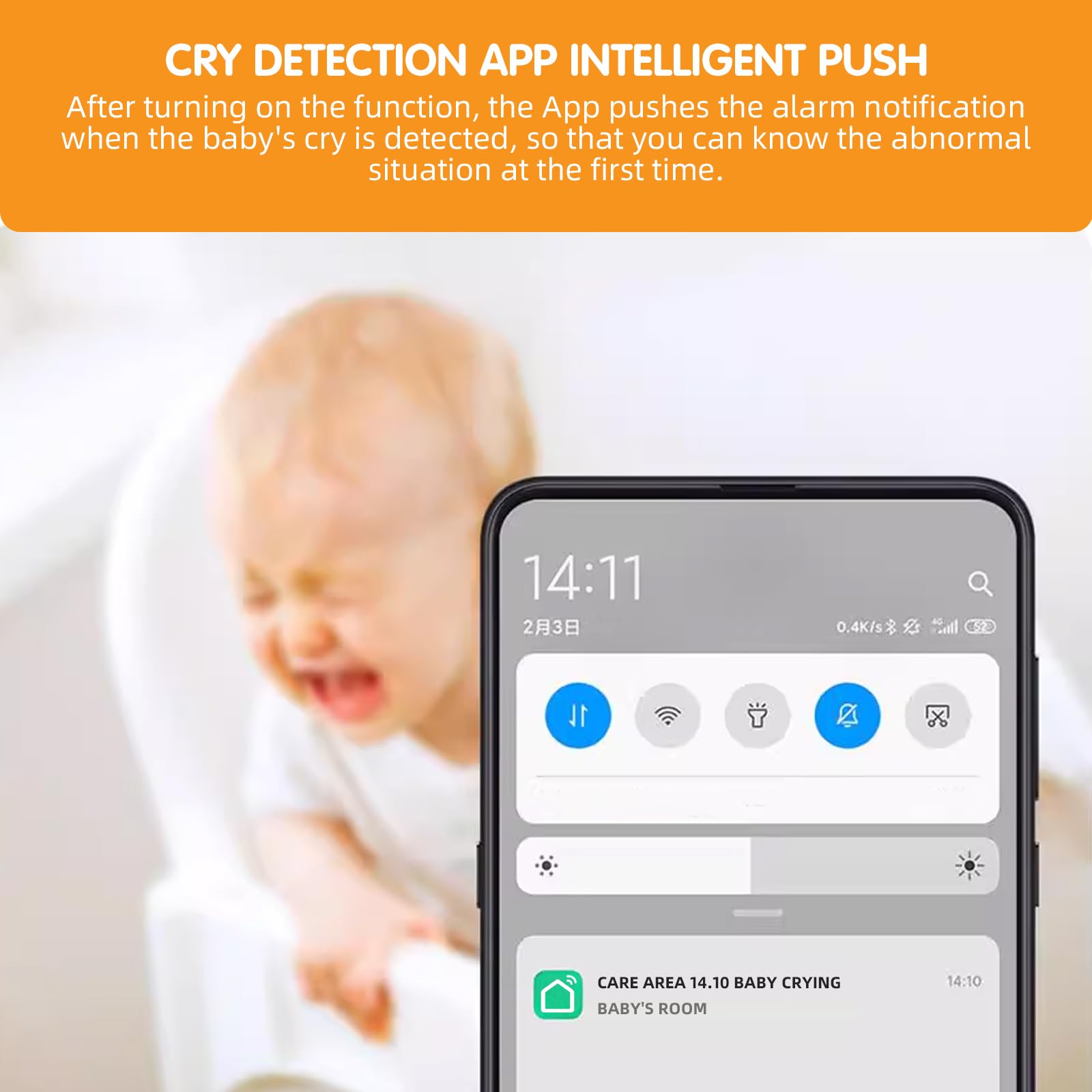 B1 Baby Monitor, telecamera flessibile Mountin Baby Monitor con audio a 2 vie, supporta il rilevamento di movimento/pianto/temperatura e umidità, visione notturna HD Smart Wifi Baby Monitor (blu