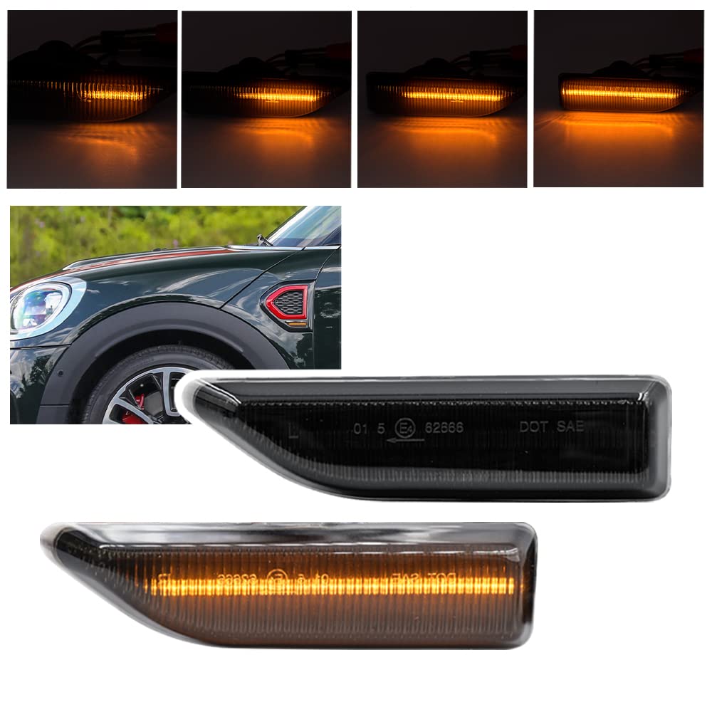 TECTICO LED Dynamic Indicators Yellow Clear Canbus Side Indicators Compatible With Mini Cooper R60 R61, 2 Lamps - View #13