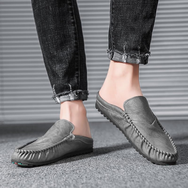 Mens Loafers Shoe Round Toe PU Leather Half Loafers Shoes Resistant Flat Heel Comfortable Outdoor Wedding Slip On3