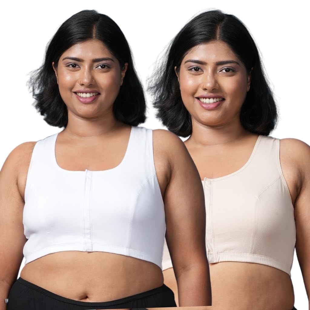 | Front Open Bra for Women Plus Size | Non-Padded & Non-Wired Bras | High Racer Back for Support & Posture | Wire-Free & Full Coverage | Plus Size | Front Opening | Pack of 2-image-46