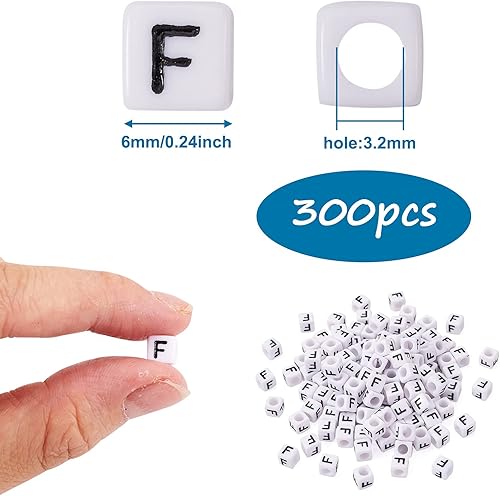 Vista 192 de FASHEWELRY 300 cuentas de letras acrílicas blancas de 0.236 x 0.236 pulgadas (0.236 x 0.236 in), cuentas del alfabeto para hacer pulseras