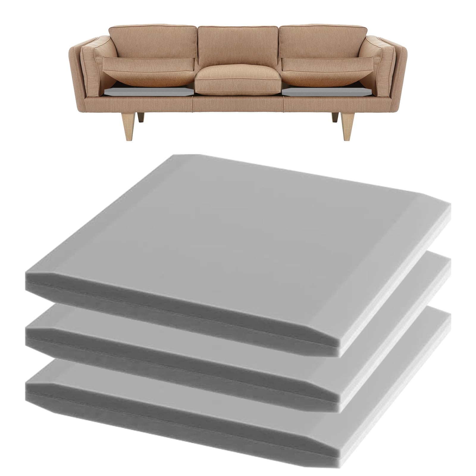 LIROPAU Mousse de Rembourrage Haute Densité 50 x 50 x 5 cm pour Canapé, Coussin de Chaise