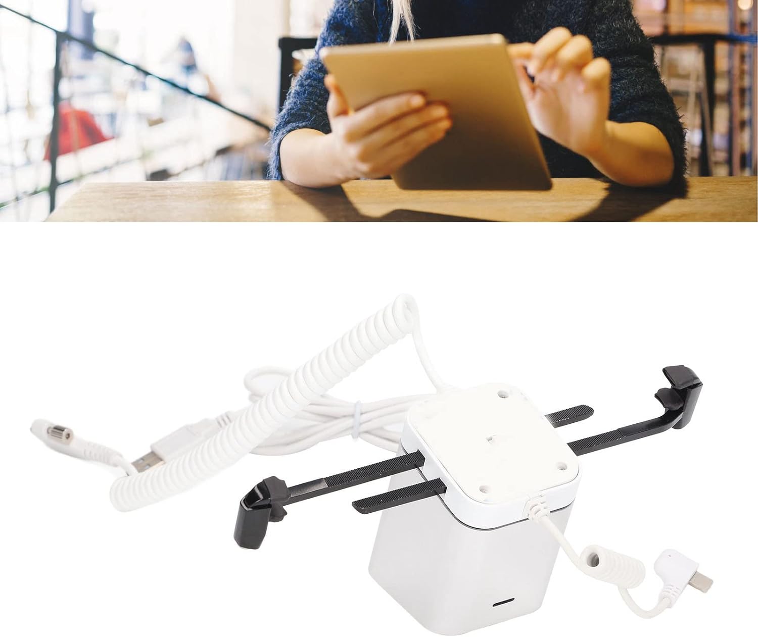 Diohce Cell Phone Anti-Theft Display Stand with Charging Function and 95‑120dB Security Alarm Design for Cell Phones Tablets Electronic Product Commercial Display and (for iOS)