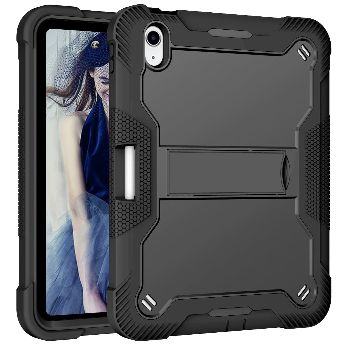 EspZanthic Case voor iPad (A16) 11e/10e Generatie (2025/2022) met Pencil Houder en Zachte TPU Bumper, Clear Transparant Achterkant Standaard Schokbestendig Tablet Hoes Cover, Geel
