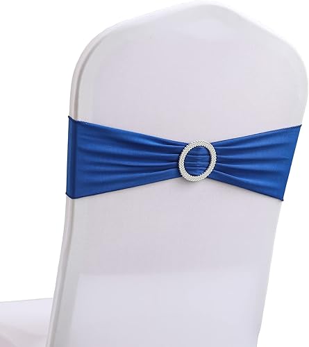Miniatura 7 de Bandas elásticas de elastano para silla, 30 unidades, lazos con hebilla deslizante, decoración de bodas, fiestas, recepciones, banquetes (rojo)