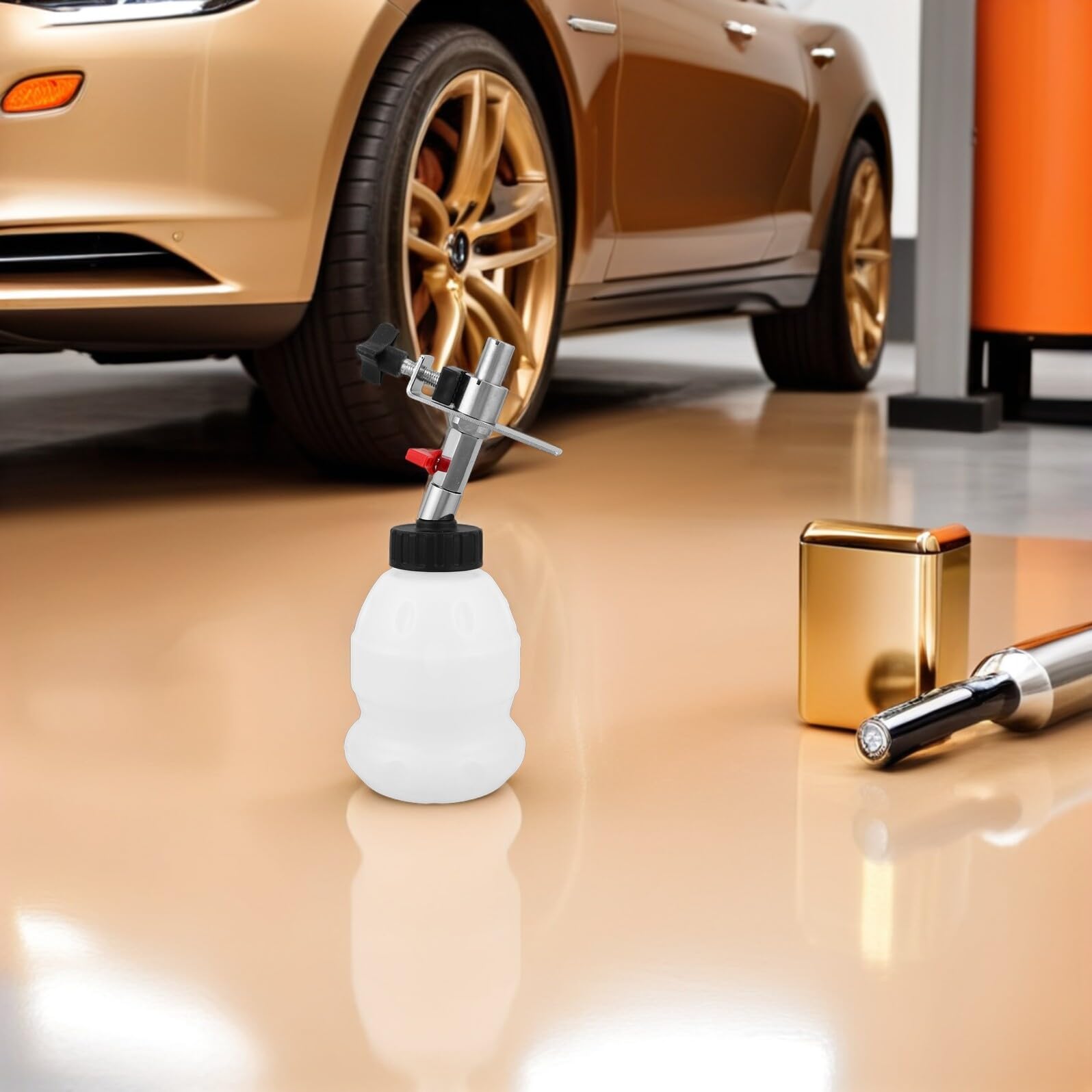 Ciieeo Botella Domésticos y Usuarios de Técnicos Automotrices Mantenimiento Aceite Resistente Freno con Angular Boquilla de Aleación de 1l Dispensador Portátil
