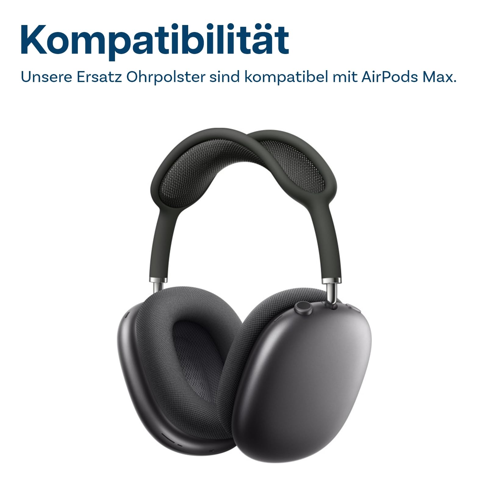 Ersatz Ohrpolster für AirPods Max Kopfhörer von MMOBIEL - Mesh Gewebe Kopfhörer Ohrpolster – Ersatzpolster – Grau
