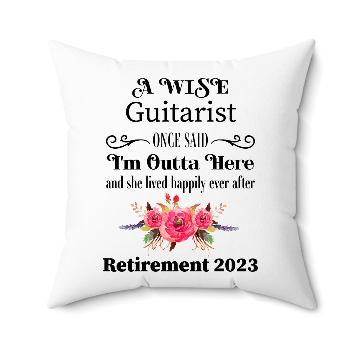 Guitarist Retirement Gifts Throw Pillow for Women 2023 Happy Retired Session Touring Professional Studio Classical Church Lead Cover with Insert 18x18 Case and Stuffing with Zipper