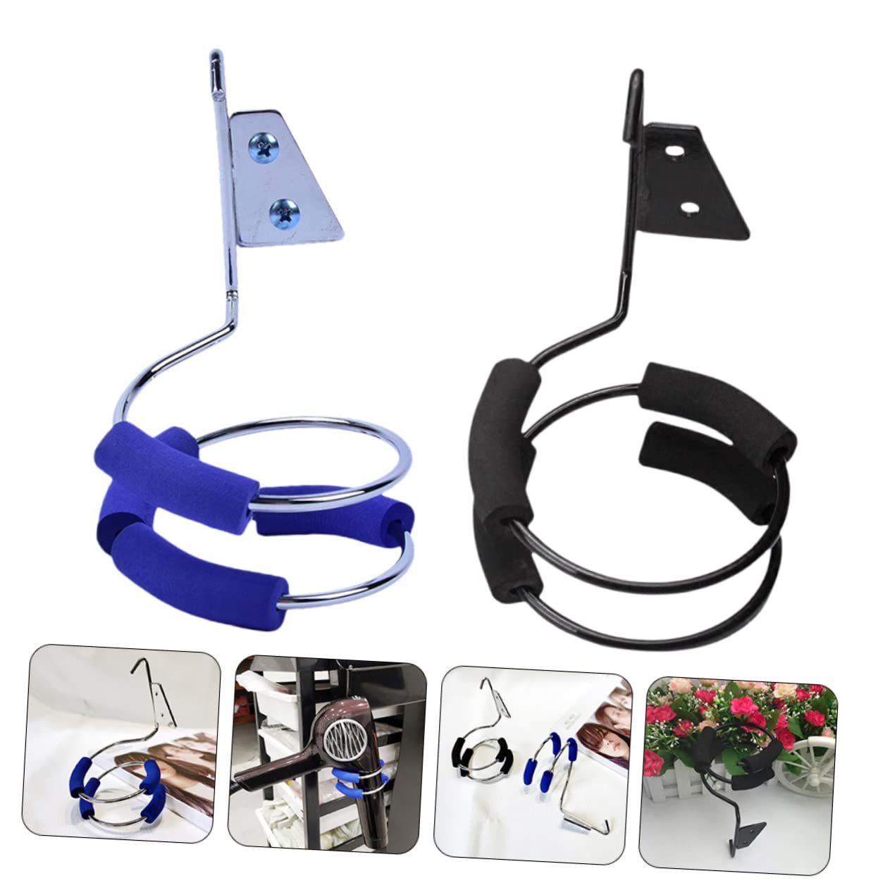 CALLARON 4 Sätze Haartrocknerhalter Föhn Wandhalter Föhn Halter Haartrockner Halterung Lockenwickler Salon-aufbewahrungsregal Wandhalter Für Haargebläse Rostfreier Stahl 2 Stück * 4