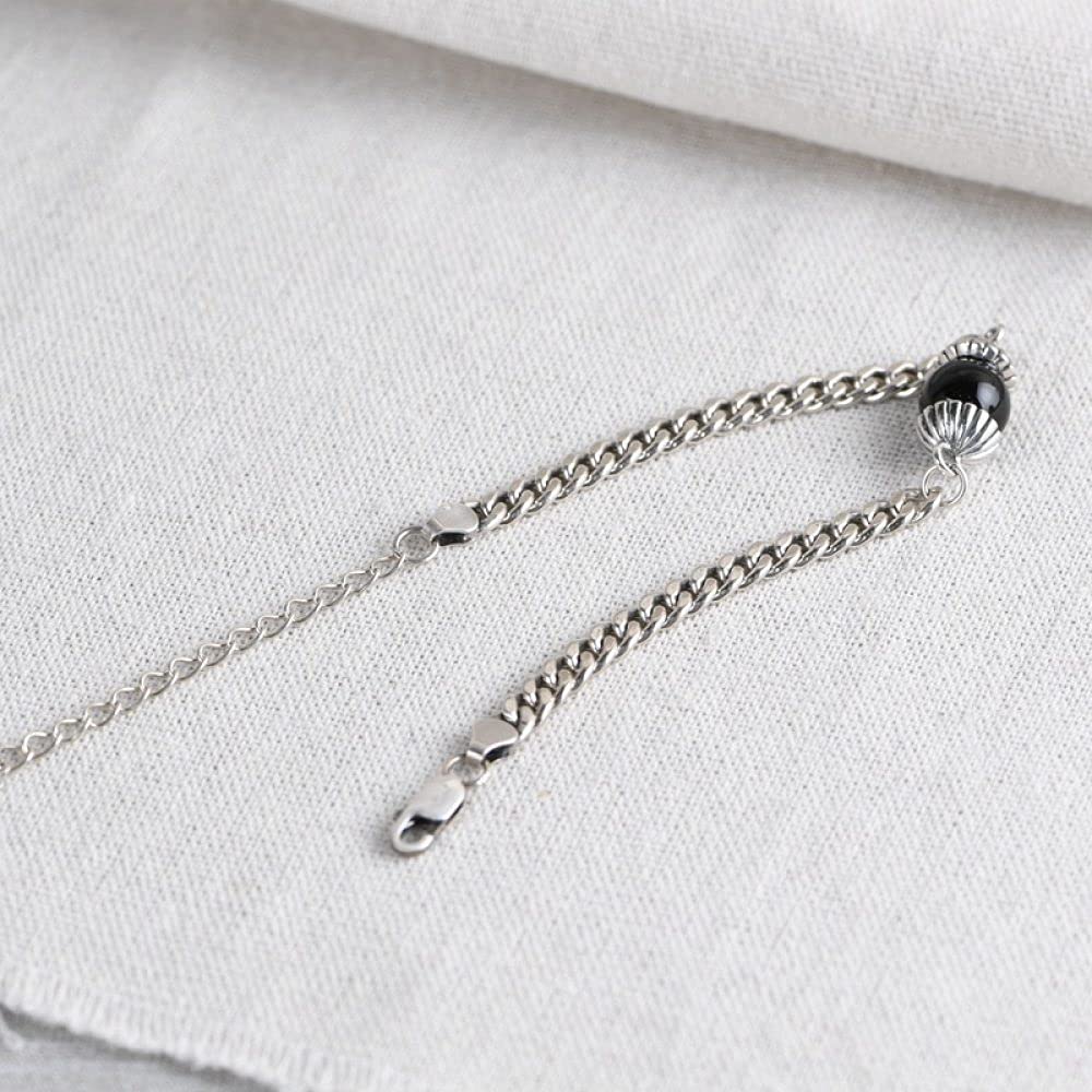 Bracciale Argento Donna,Bracciale Da Donna In Argento Sterling 925 Bracciale Vintage Cinese Bracciale Intarsiato Di Zirconi Neri Gioielli Da Donna In Argento Regali Per Sorelle Amiche Coppie Mamma
