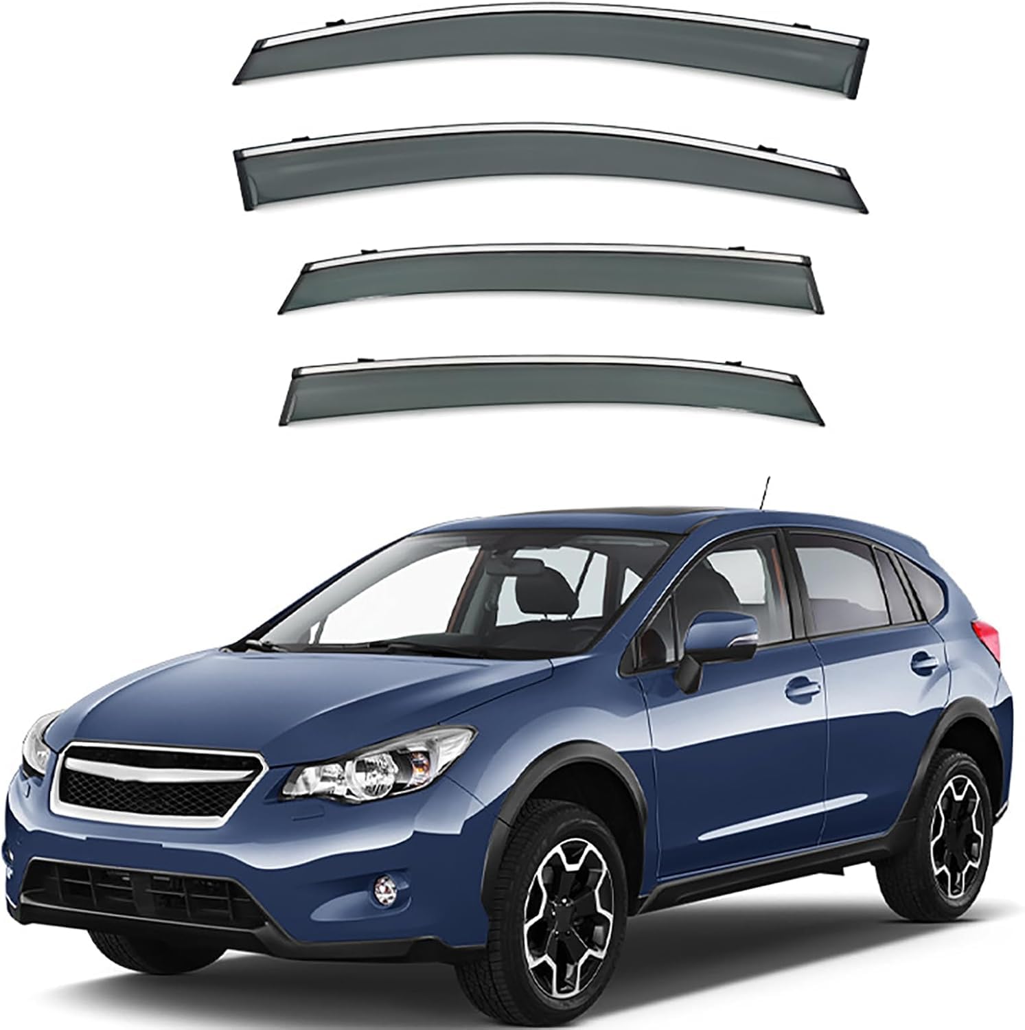 FengXH Window Deflectors for Subaru XV MK1-GP 2012-2017 - 4pc Smoke Tint, Waterproof, Noise Reducing.
