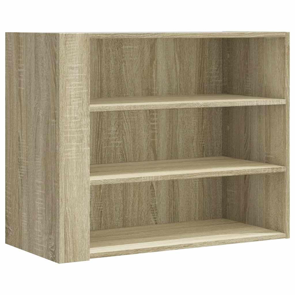 Scaffale da parete in rovere Sonoma, 75 x 35 x 60 cm, mobile sospeso in legno con 3 ripiani, per soggiorno, cucina, corridoio, salvaspazio, mobile da cucina e bagno, stabile