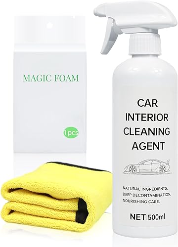 BIBOKLTIY Detalle de interiores, limpiador total de interiores de automóvil para plástico, cuero, vinilo, tela y más  Elimina el polvo, la suciedad