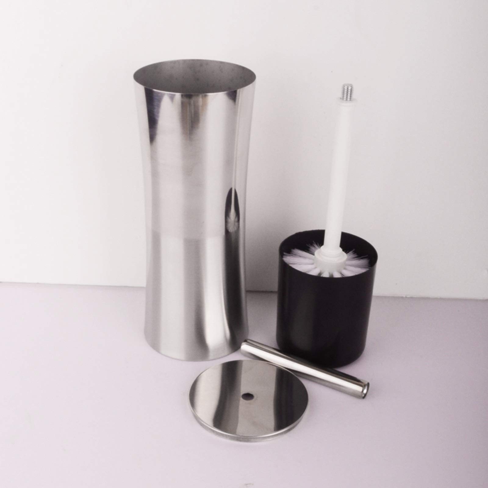 Escobillas de Baño/Escobilla WC Cepillo de Inodoro de Acero Inoxidable Redondo Cabezal tupido Piso de pie, Cepillo de Inodoro, se Puede reemplazar la Cabeza del Cepillo (Negro/Plata) Cepillos para I