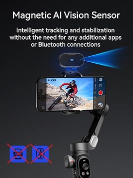 AOCHUAN 3-Axis Gimbal Stabilizer for Smartphone Smart AI XPro Black & B10 Storage Bag & E10 Extension Rod