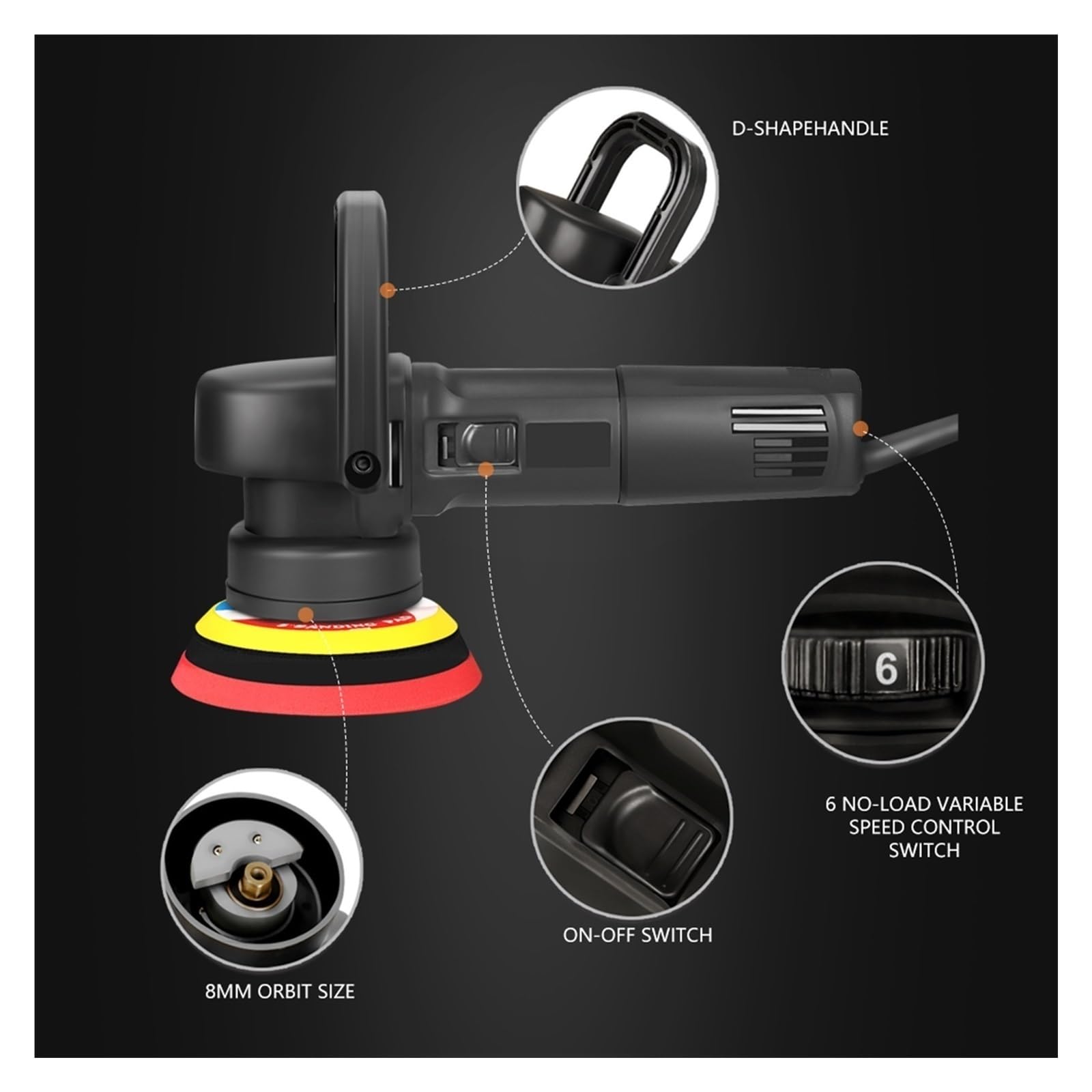 5 cali 780 W polerka podwójnego działania 8mm losowa maszyna do polerowania orbity elektryczna polerska narzędzia kosmetyczne samochodu DziałA PłYnnie(Polisher Set 2)